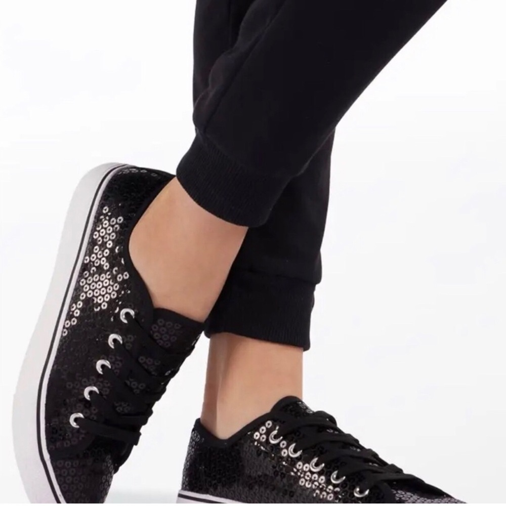 Weissman Black Sequin Low-Top Lace-Up Dance Sneakers - Women Size 10 NWOT